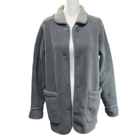 LL Bean VTG Fleece Barn Jacket Chore Field Coat Button Up Women’s Size M USA - Picture 1 of 9
